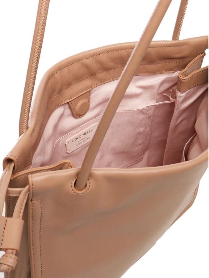 Coccinelle Schoudertas met trekkoord en stoffen voering Brown Dames - Foto 4