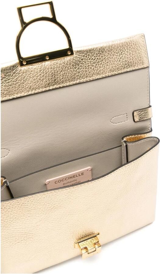 Coccinelle Omkeerbare leren tas met gouden details Yellow Dames - Foto 6