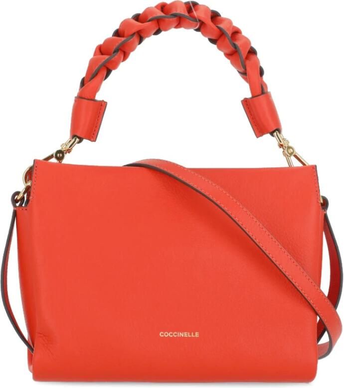Coccinelle Oranje Pebbled Leren Schoudertas Orange Dames