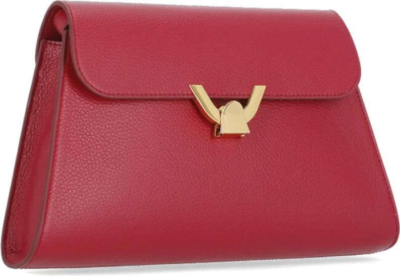 Coccinelle Rode leren schoudertas met flap Red Dames