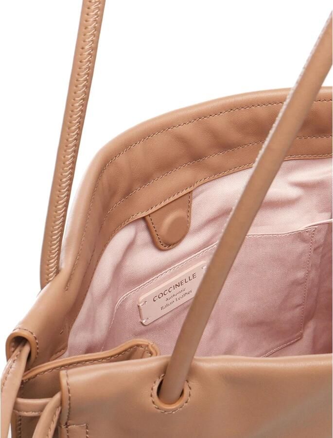 Coccinelle Schoudertas met trekkoord en stoffen voering Brown Dames - Foto 3