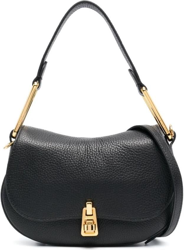 Coccinelle Zwarte tas van kiezelleder met metalen details Black Dames