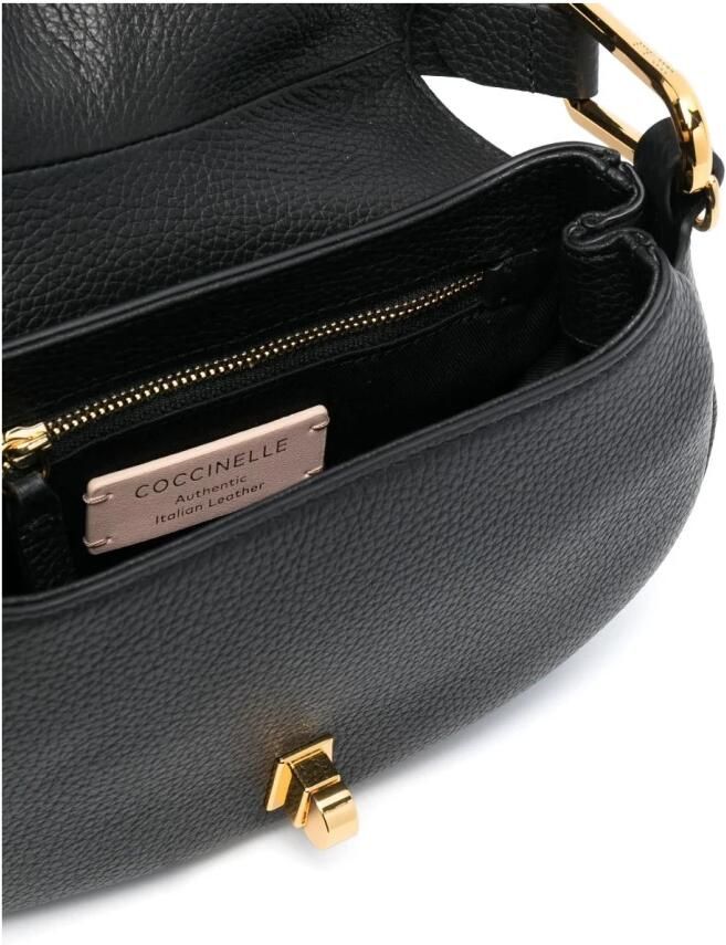 Coccinelle Zwarte tas van kiezelleder met metalen details Black Dames - Foto 2