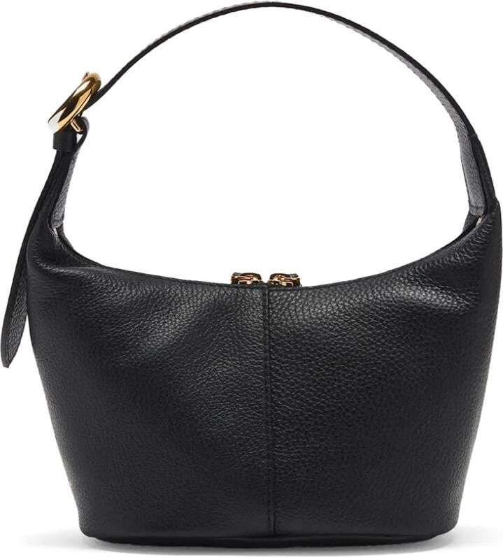 Coccinelle Zwarte gedestructureerde schoudertas met 3D-gesp Black Dames