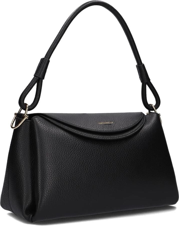 Coccinelle Zwarte leren handtas met handvat en schouderband Black Dames