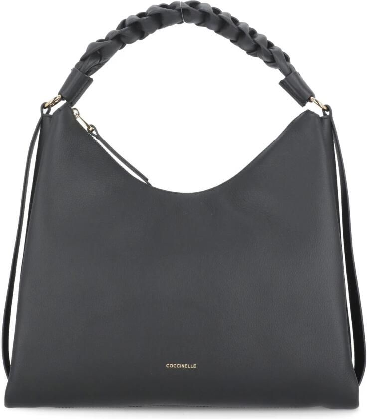 Coccinelle Zwarte leren handtas met geweven handvat Black Dames - Foto 9