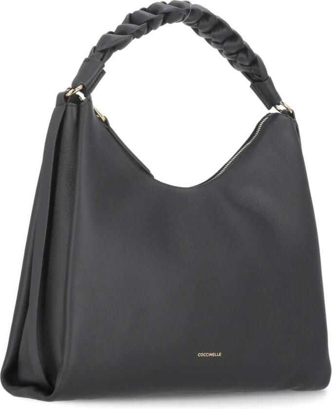 Coccinelle Zwarte leren handtas met geweven handvat Black Dames - Foto 6