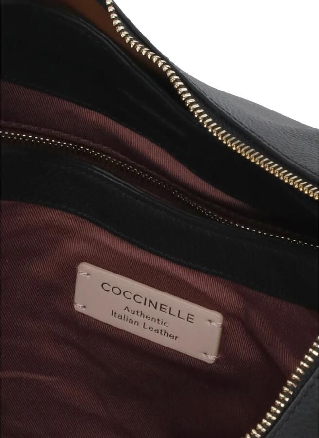 Coccinelle Zwarte leren handtas met geweven handvat Black Dames - Foto 5