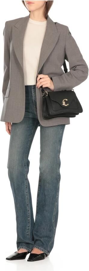 Coccinelle Elegante zwarte leren tas met gouden gesp Black Dames - Foto 8