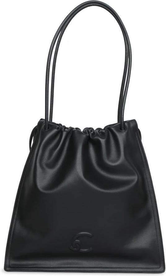 Coccinelle Zwarte Trekkoord Schoudertas met Stoffen Voering Black Dames - Foto 6