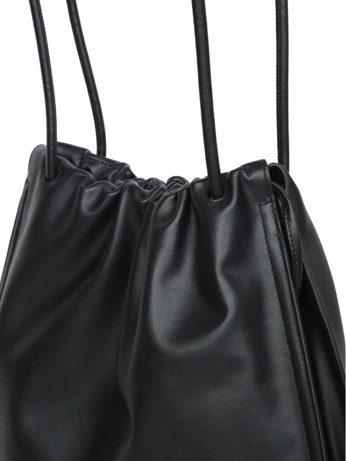 Coccinelle Zwarte Trekkoord Schoudertas met Stoffen Voering Black Dames - Foto 4