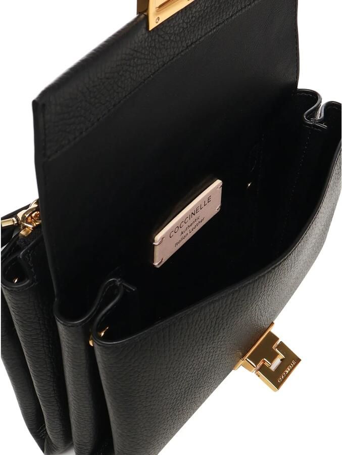 Coccinelle Zwarte Handtas van Pebble Leer met Afneembare Band Black Dames - Foto 5