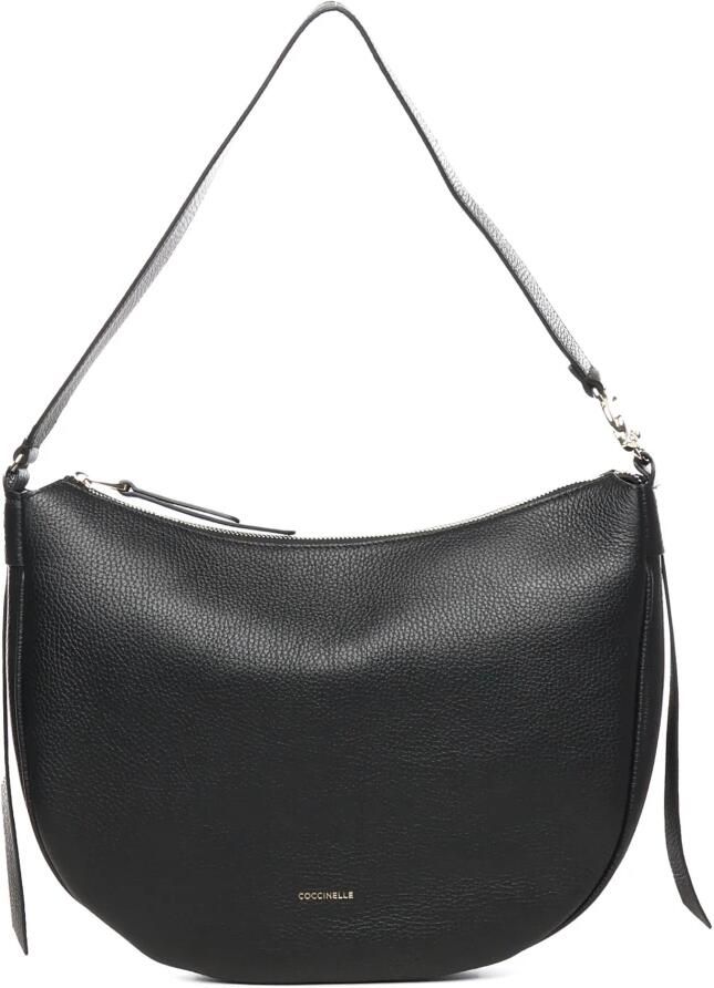 Coccinelle Zwarte Leren Schoudertas met Rits Black Dames