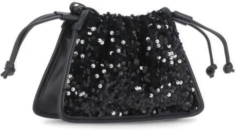 Coccinelle Zwarte pailletten handtas met trekkoordsluiting Black Dames - Foto 5