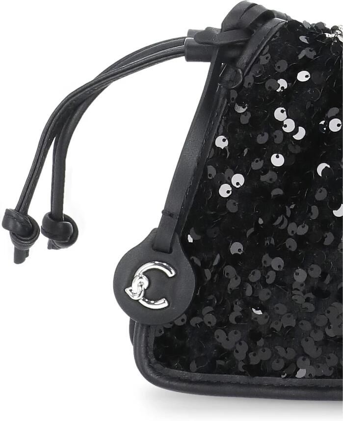 Coccinelle Zwarte pailletten handtas met trekkoordsluiting Black Dames - Foto 2