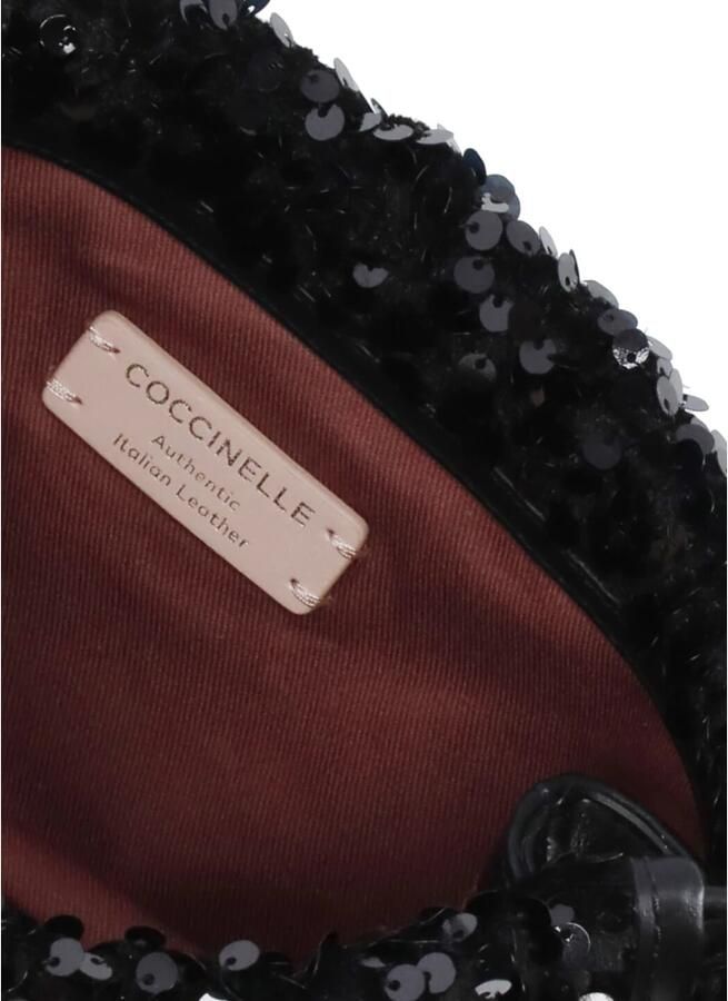 Coccinelle Zwarte pailletten handtas met trekkoordsluiting Black Dames - Foto 3