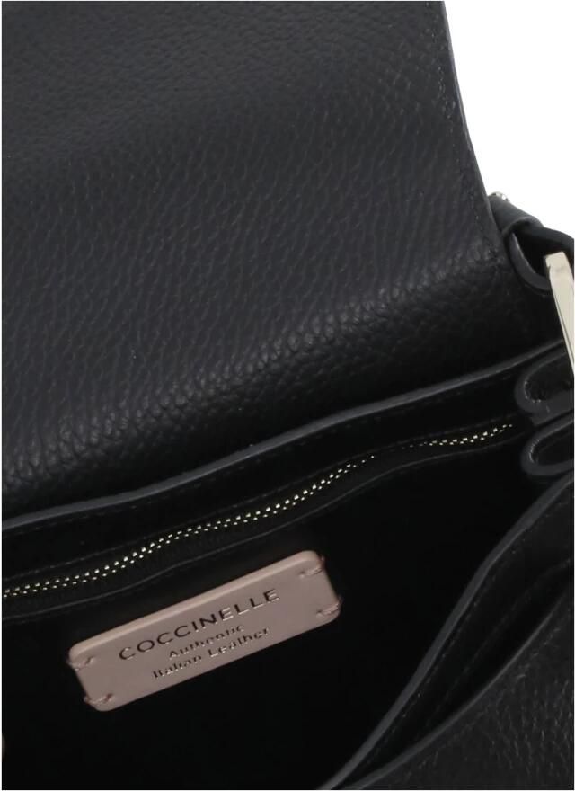 Coccinelle Zwarte Pebbled Leren Handtas Black Dames - Foto 4