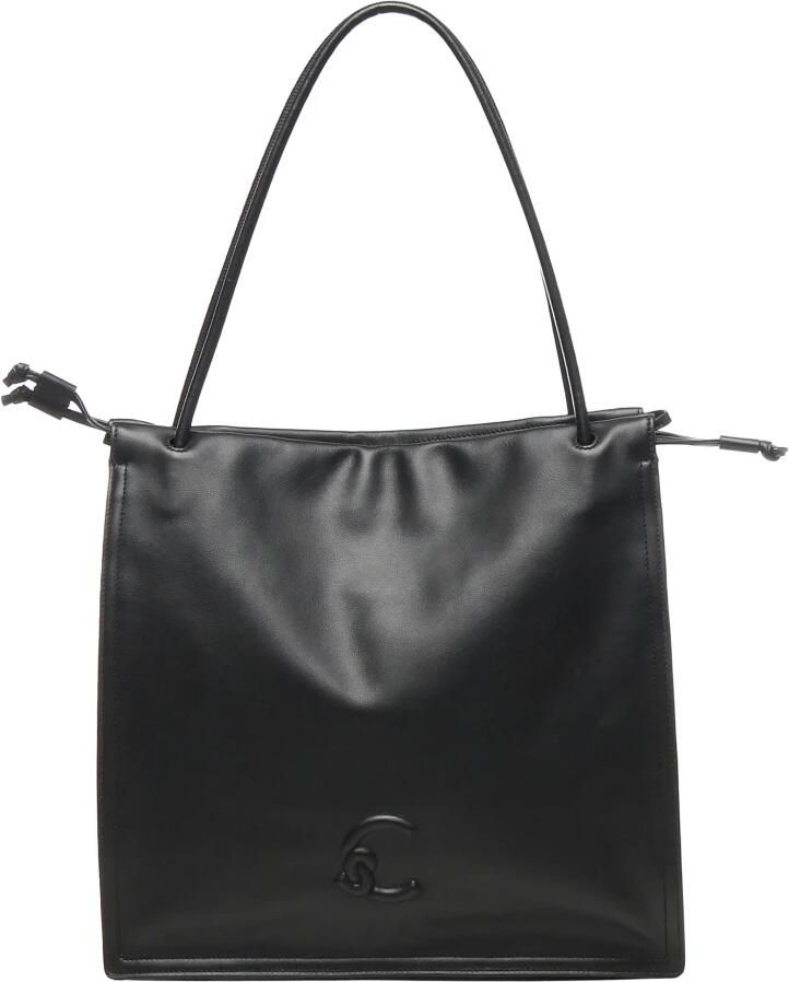 Coccinelle Zwarte Trekkoord Schoudertas met Stoffen Voering Black Dames - Foto 8