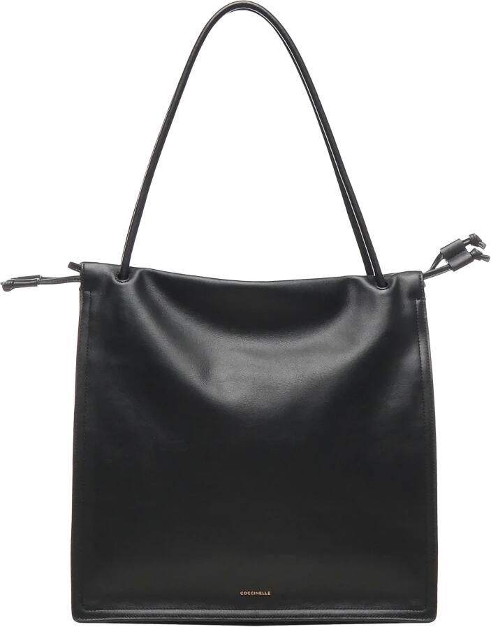 Coccinelle Zwarte Trekkoord Schoudertas met Stoffen Voering Black Dames - Foto 2