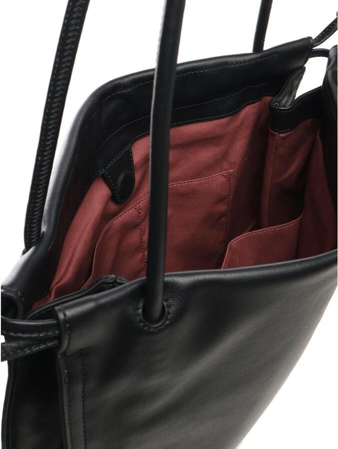 Coccinelle Zwarte Trekkoord Schoudertas met Stoffen Voering Black Dames - Foto 3