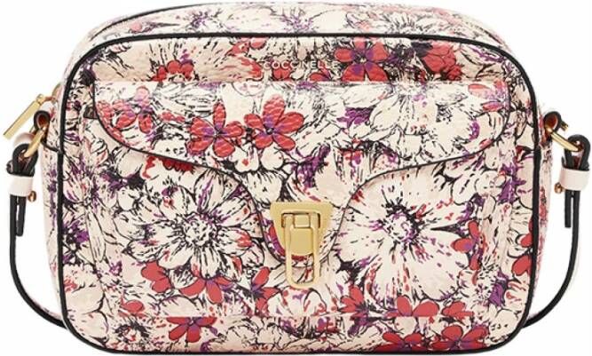 Coccinelle Elegante Beige Schoudertas met Draaisluiting Multicolor Dames
