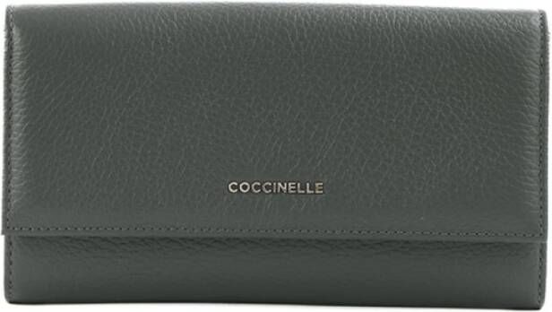Coccinelle Grijze Portemonnee met Clip en Rits Grijs Dames