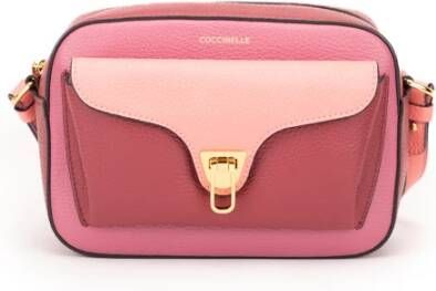 Coccinelle Leren Crossbody Tas: Ritssluiting Voorvak Verstelbare Band Roze Dames