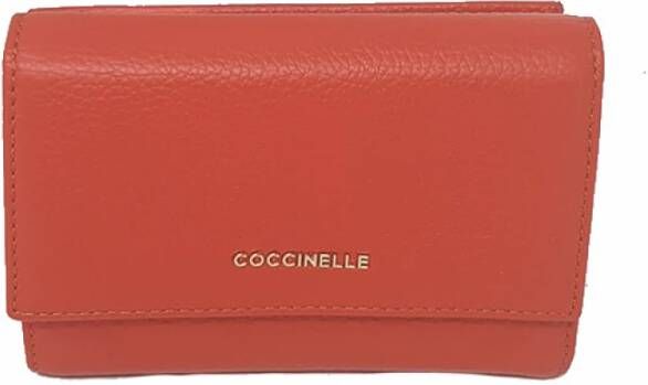 Coccinelle Leren portemonnee met clip en rits Oranje Dames