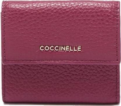 Coccinelle Leren portemonnee met clip en rits Rood Dames