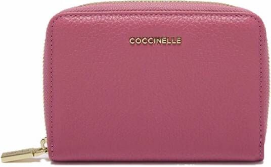 Coccinelle Leren portemonnee met ritssluiting en meerdere vakken Roze Dames