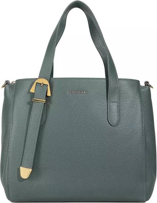 Coccinelle Groene Leren Handtas met Verstelbare Schouderband Green Dames
