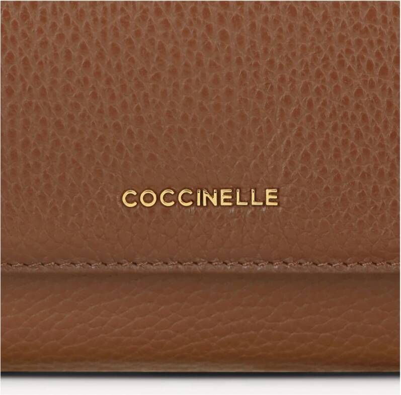 Coccinelle Metalen Klepsportemonnee Kaarthouder Bruin Dames