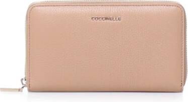 Coccinelle Metalen ritsportemonnee kaarthouder Beige Dames