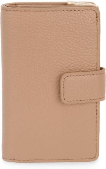 Coccinelle Stijlvolle Leren Portemonnee met Klepsluiting Beige Dames