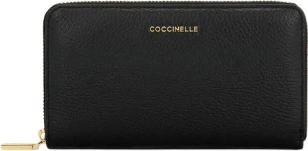 Coccinelle Elegante leren portemonnee met meerdere vakken Black Dames