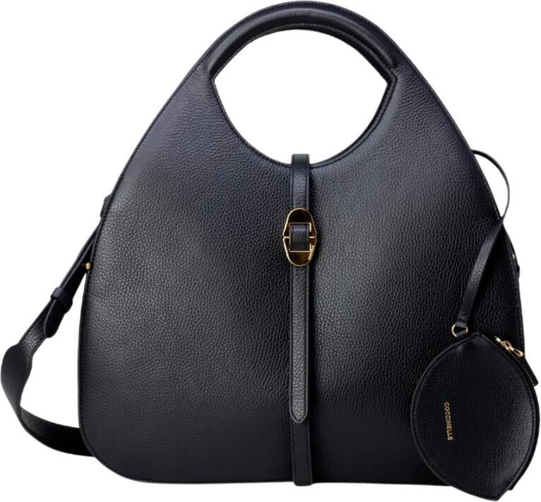 Coccinelle Elegante zwarte leren handtas met afneembare band Black Dames
