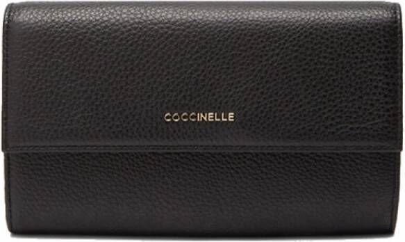 Coccinelle Zwarte portemonnee met clip en rits Zwart Dames