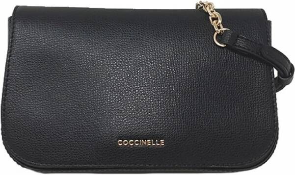Coccinelle Zwarte leren handtas met interne compartimenten Black Dames