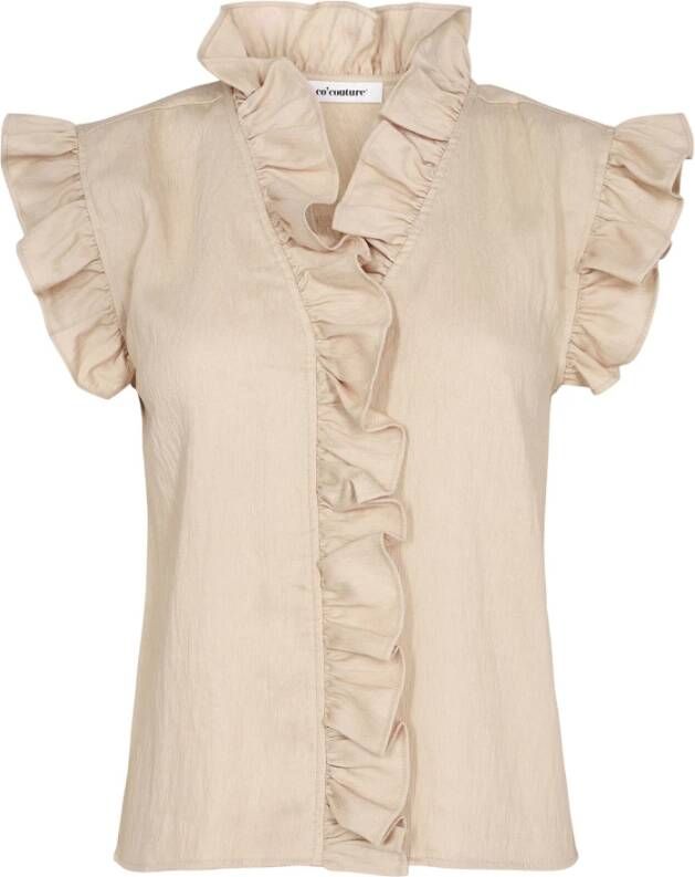 Co'Couture Sueda Frill Top Beige Dames