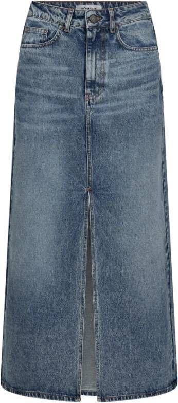 Co'Couture Denim Blue Gescheurde Denim Rok Blauw Dames