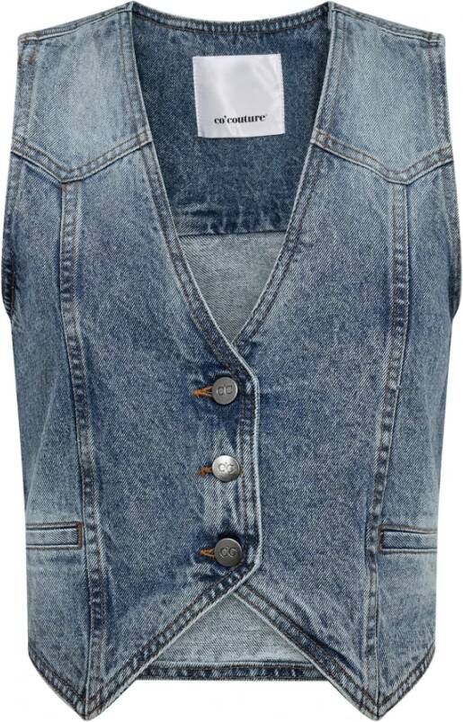 Co'Couture Denim Vest Blazer 35283 in Denim Blue Blauw Dames