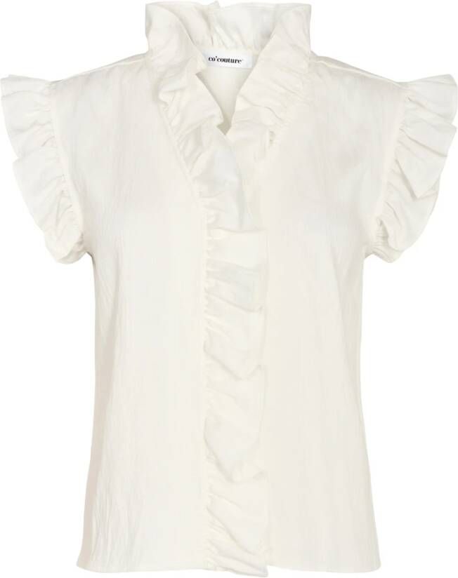 Co'Couture Elegant Frill Top White Dames