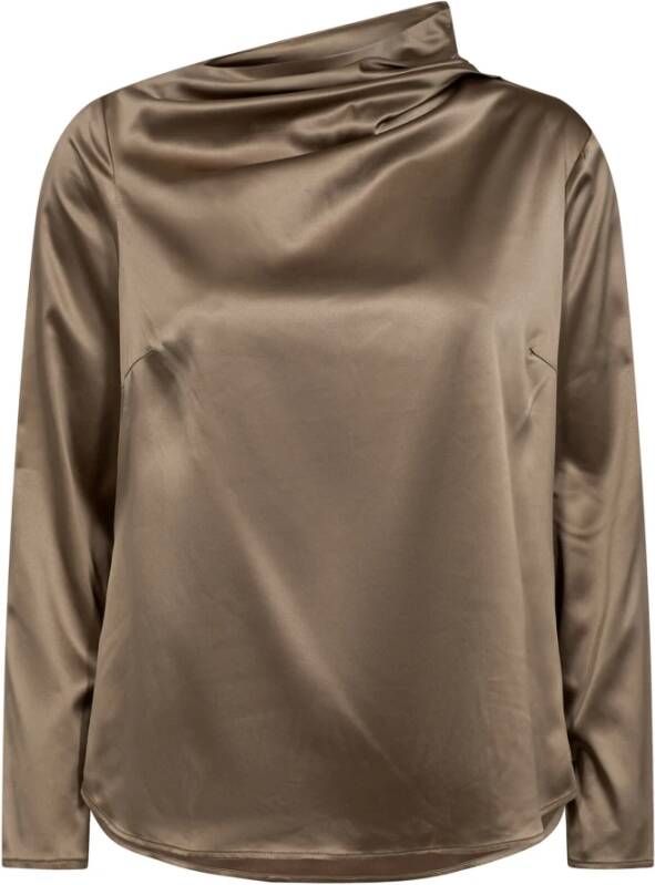 Co'Couture Elegante Drape Neck Blouse Bruin Dames