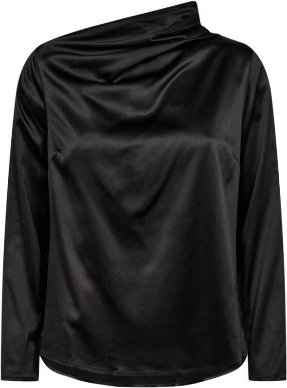 Co'Couture Elegante Blouse met Gedrapeerde Hals Black Dames