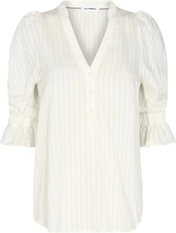 Co'Couture Elegante Blouse met Korte Mouwen 35258 Wit White Dames