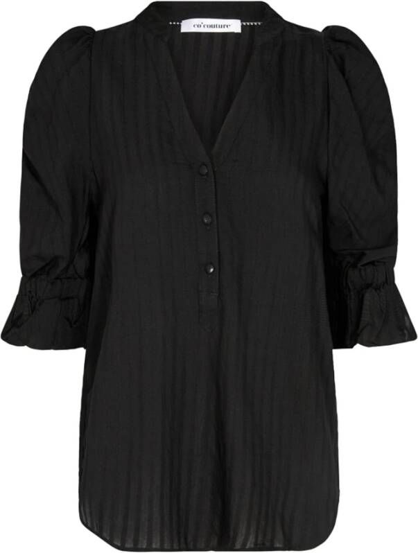 Co'Couture Elegante blouse met korte mouwen 35258 zwart Black Dames