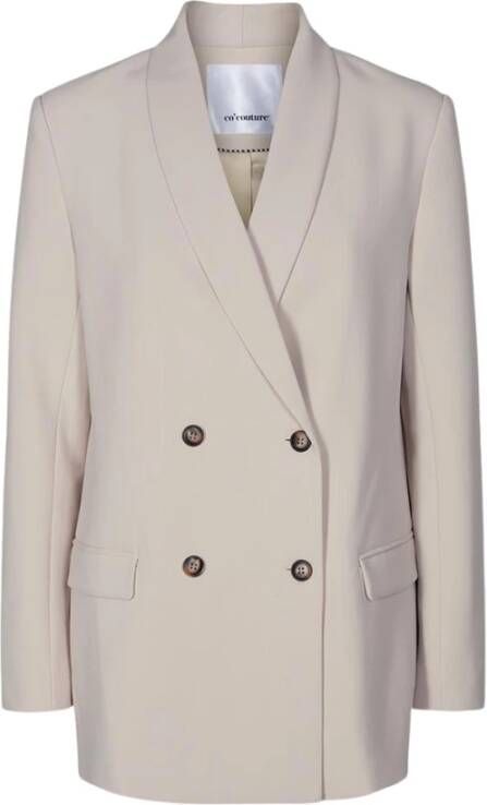 Co'Couture Oversized Blazer met Eenvoudige Kraag Beige Dames
