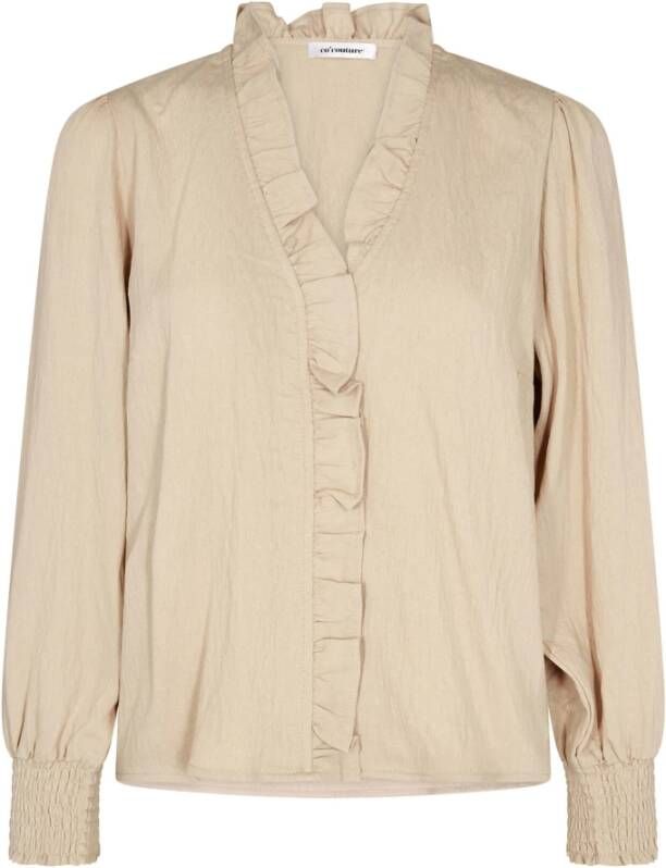 Co'Couture Feminine Frill Shirt Blouse Beige Dames