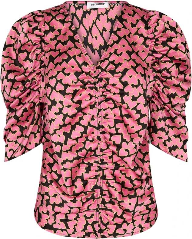 Co'Couture Flashycc Heart Drape Blouse Roze Pink Dames