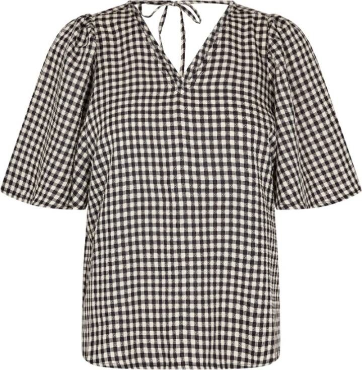Co'Couture Freya Geruite Blouse Zwart Dames